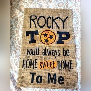 Rocky Top Burlap Look Outdoor Garden Flag Black and Orange Two Flags Tenn